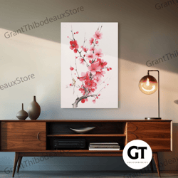 cherry blossom, pink flowers, floral wall art, nature art, decorative wall art, wall art, vertical art, housewarming gif