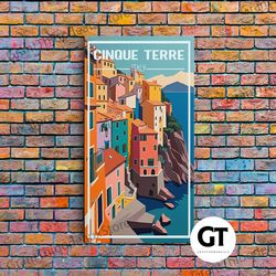 cinque terre, italy travel poster, europe wall art, coastline, travel wall print, travel poster, travel wall art, canvas