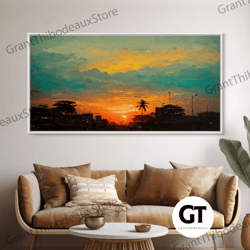 cloudy sunset decorative wall art, sunset art, california highway art, living room wall art, guest room wall art