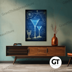 cocktail wall art, bar cart art, watercolor cocktail, decorative wall art, wall art, vertical art, college dorm decor, b