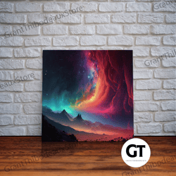 colorful galaxy full of stars, framed decorative wall art, unique wall art, large format art, retro synthwave style spac
