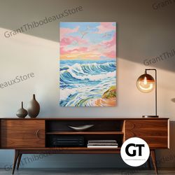 colorful sunset wall art, beach wall print, seascape art, nature print, decorative wall art, wall art, vertical art, bea