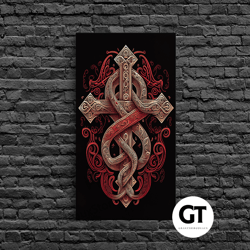 cool cross art wall art gothic cross framed decorative wall art framed art red and white cross snake