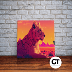 cool lioness art, boss lady art, framed decorative wall art, pastel art of africa