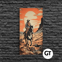 cowboy wall decor, 12x18 art print, equestrian wall art, western decor, southwestern art, wild west painting wall art, f