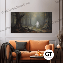 cute lil boo in the forest, cute halloween wall decor, framed decorative wall art