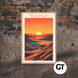 death valley national park travel poster print, decorative wall art wall art, california travel art, midcentury modern t