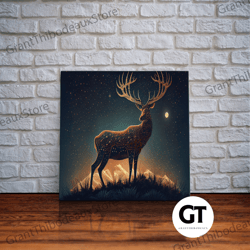 deer made of stars, reflection stag, framed decorative wall art, unique wall art
