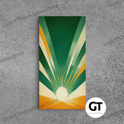 emerald green sun burst, art deco style, framed decorative wall art, ready to hang framed wall art, living room wall han