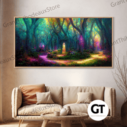 fantasy wall art, decorative wall art, magical forest, fantasy landscape art, ready to hang wall art-1