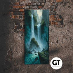 fantasy waterfall oil painting decorative wall art, framed canvas art, living room wall decoration