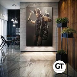 daryl dixon wall art, ax canvas art, tv series wall decor, roll up canvas, stretched canvas art, framed wall art paintin