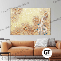 diamond swan flower jewelry earring decoration roll up canvas, stretched canvas art, framed wall art painting