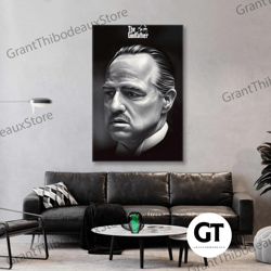 don carleone wall art, movie canvas art, gift for him, wall decor, roll up canvas, stretched canvas art, framed wall art