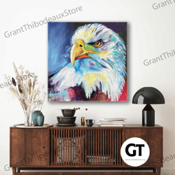 eagle canvas wall art, paint splashes, bird wall decor, roll up canvas, stretched canvas art, framed wall art painting
