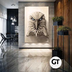 eagle wall art, wild bird canvas art, animal wall decor, roll up canvas, stretched canvas art, framed wall art painting