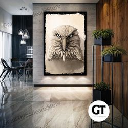 eagle wall art, wild bird wall art, animal wall decor, roll up canvas, stretched canvas art, framed wall art painting