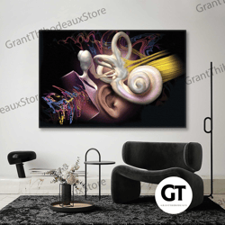 ear anatomy ear hearing ear nose throat ent roll up canvas, stretched canvas art, framed wall art painting