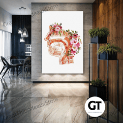 ear nose throat wall art, ent canvas art, flowers wall decor, roll up canvas, stretched canvas art, framed wall art pain