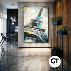 eiffel tower wall art, paris city canvas art, luxury wall decor, roll up canvas, stretched canvas art, framed wall art p