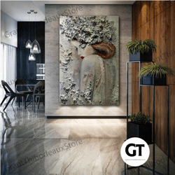 elegance woman wall art, red lipstick canvas art, livin room wall decor, roll up canvas, stretched canvas art, framed wa