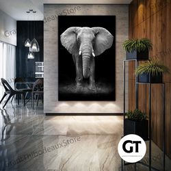 elephant wall art, african wild life wall decor, animal canvas art, roll up canvas, stretched canvas art, framed wall ar