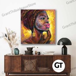 ethnic model with pink lipstick and gold accessories roll up canvas, stretched canvas art, framed wall art painting-1