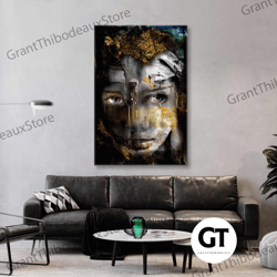 ethnic wall art, abstract canvas art, woman wall decor, portrait roll up canvas, stretched canvas art, framed wall art p