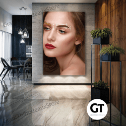 eyebrow wall art, beauty saloon canvas art, brow studio wall decor, roll up canvas, stretched canvas art, framed wall ar