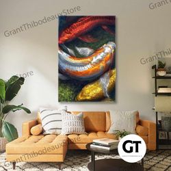 fish wall art, colorful wall decor, koi fish canvas art, underwater wall art, roll up canvas, stretched canvas art, fram