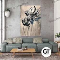 floral wall art, abstract canvas art, living room wall decor, roll up canvas, stretched canvas art, framed wall art pain