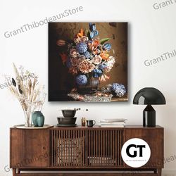 flower wall art, colorful wall art, white flower canvas art, roll up canvas, stretched canvas art, framed wall art paint