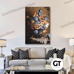 flower wall art, elegant decor, colorful flower canvas wall art roll up canvas, stretched canvas art, framed wall art pa