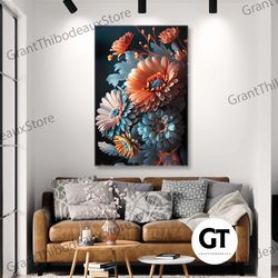 flower wall art, garden wall decor, nature canvas wall art decor, roll up canvas, stretched canvas art, framed wall art