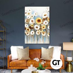 flower wall art, living room wall decor, luxury wall art decor, roll up canvas, stretched canvas art, framed wall art pa