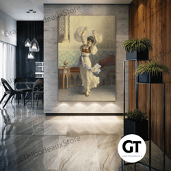 francesco ballesio wall art, dancing woman canvas art, oriental wall decor, roll up canvas, stretched canvas art, framed