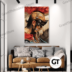 gladiator wall art, hictorical wall decor, living room canvas wall decor, roll up canvas, stretched canvas art, framed w