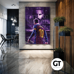 goat, lionel messi wall art, football wall decor, messi canvas art, roll up canvas, stretched canvas art, framed wall ar