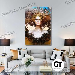 goddess wall art, woman canvas art, living room wall decor, roll up canvas, stretched canvas art, framed wall art painti