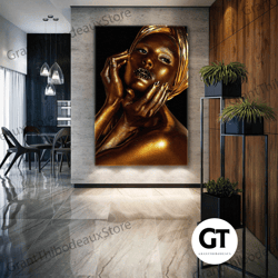 gold makeup canvas art, luxury wall decor, woman wall art, roll up canvas, stretched canvas art, framed wall art paintin