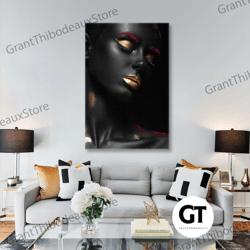 gold makeup wall art, pink eyebrow canvas art, modern wall art decor, roll up canvas, stretched canvas art, framed wall