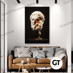 gold wall art, david wall art, sculpture wall decor, modern wall art decor, roll up canvas, stretched canvas art, framed