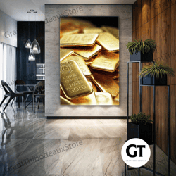 gold wall art, gold canvas art, wall decor, roll up canvas, stretched canvas art, framed wall art painting