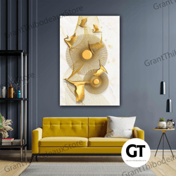golden bird decorative modern roll up canvas, stretched canvas art, framed wall art painting