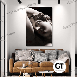 greek statue wall art, sleeping beauty canvas art, elegant wall decor, roll up canvas, stretched canvas art, framed wall