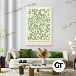 green leaf print wall art, boho canvas art, bohemian wall decor, roll up canvas, stretched canvas art, framed wall art p
