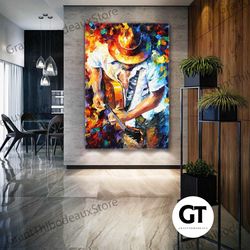 guitar wall art, colorful wall decor, musician canvas wall art, roll up canvas, stretched canvas art, framed wall art pa
