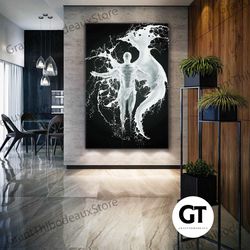 gym wall art, fitness canvas art, wing wall decor, roll up canvas, stretched canvas art, framed wall art painting