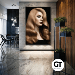 hairdresser wall art, woman canvas art, blonde hair wall decor, roll up canvas, stretched canvas art, framed wall art pa