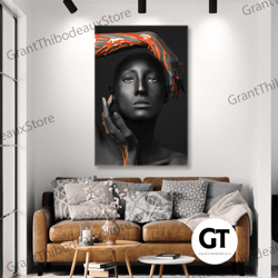 hand model wall art, sculpture canvas art, orange wall decor, roll up canvas, stretched canvas art, framed wall art pain
